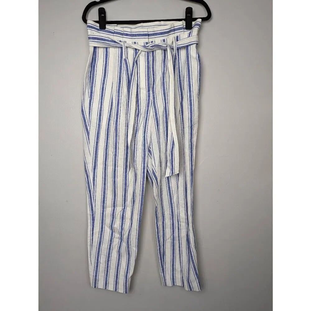 Boden St Ives paperbag striped linen blend trousers pants US 6 - Picture 4 of 11